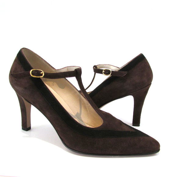 Bally of Switzerland Brown Suede Pointed Toe Heels - Picture 1 of 8